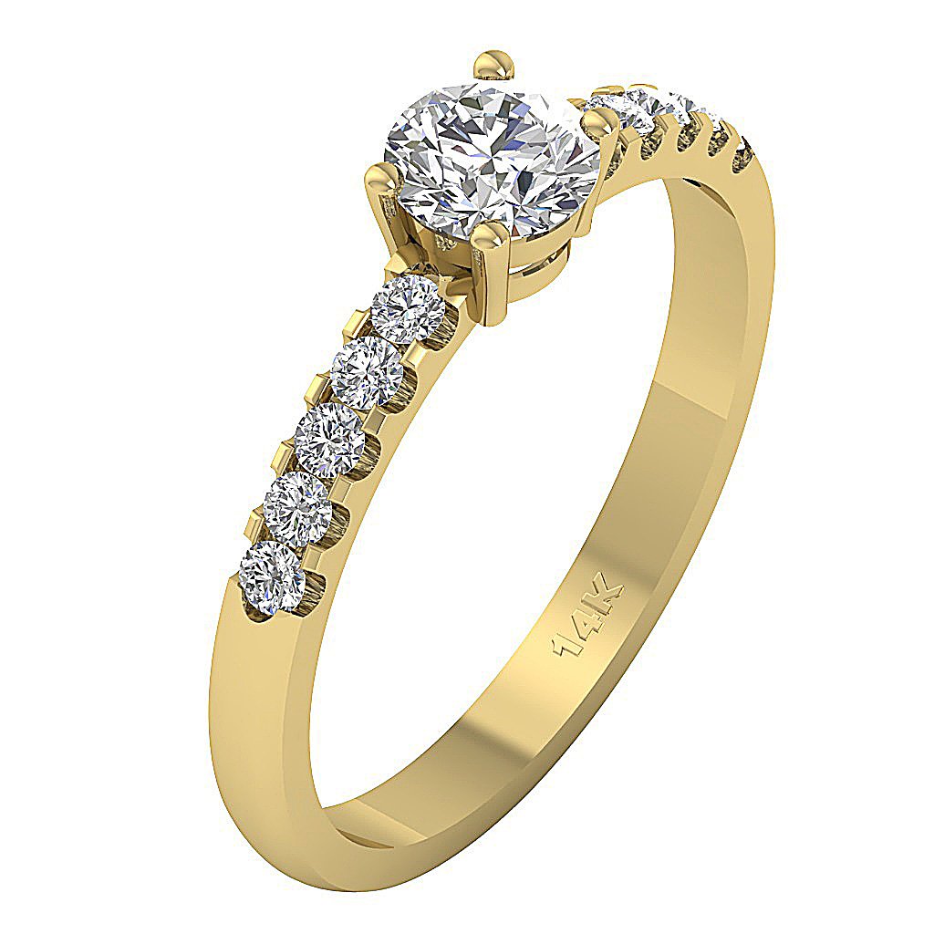 RoundCutDiamondRing14kYellowGoldProngSetting