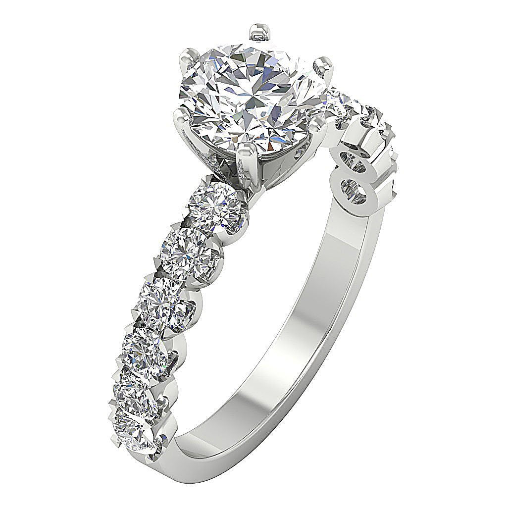Accent Solitaire Wedding Natural Diamond Ring I1 G 2.50 Ct 14k White Yellow Rose Gold