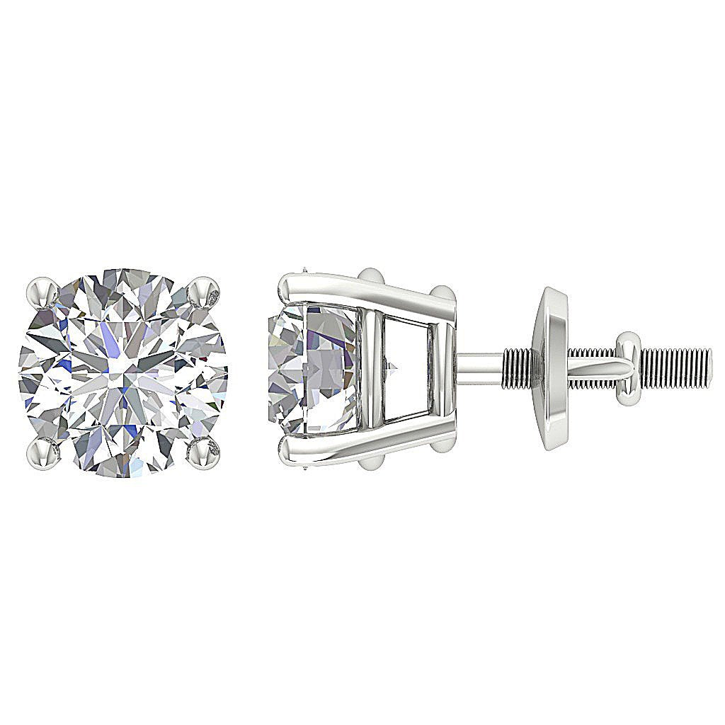I1 G 2.10 Ct Round Diamond Solitaire Stud Earring 14k White Yellow Rose Gold