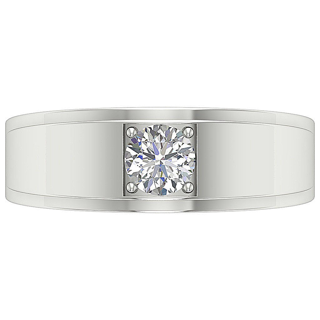 Natural Diamond Men Solitaire Engagement Ring 14k Solid Gold SI1/I1 G 0.50 Ct Prong Set 7.45 MM