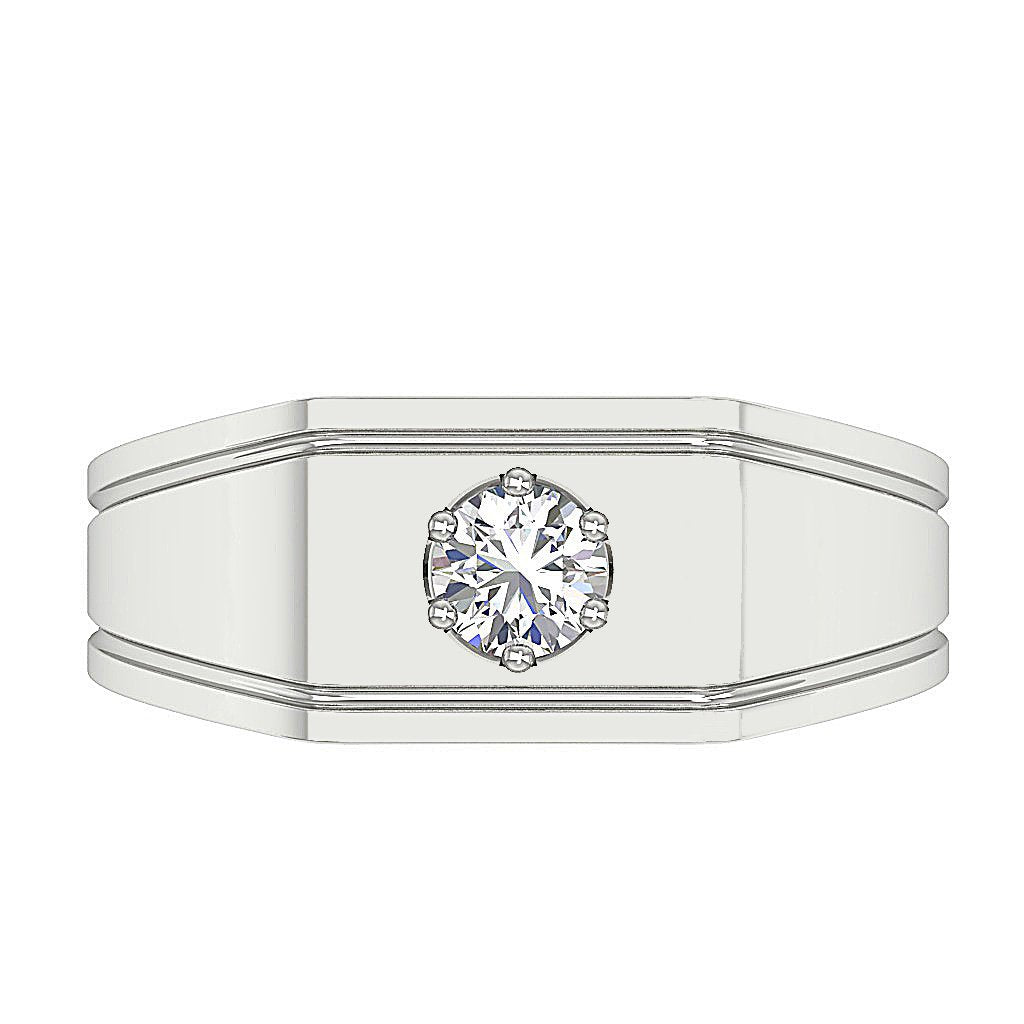 Genuine Diamond 14k Solid Gold SI1/I1 G 0.30 Ct Men Solitaire Wedding Ring Prong Set 8.95 MM