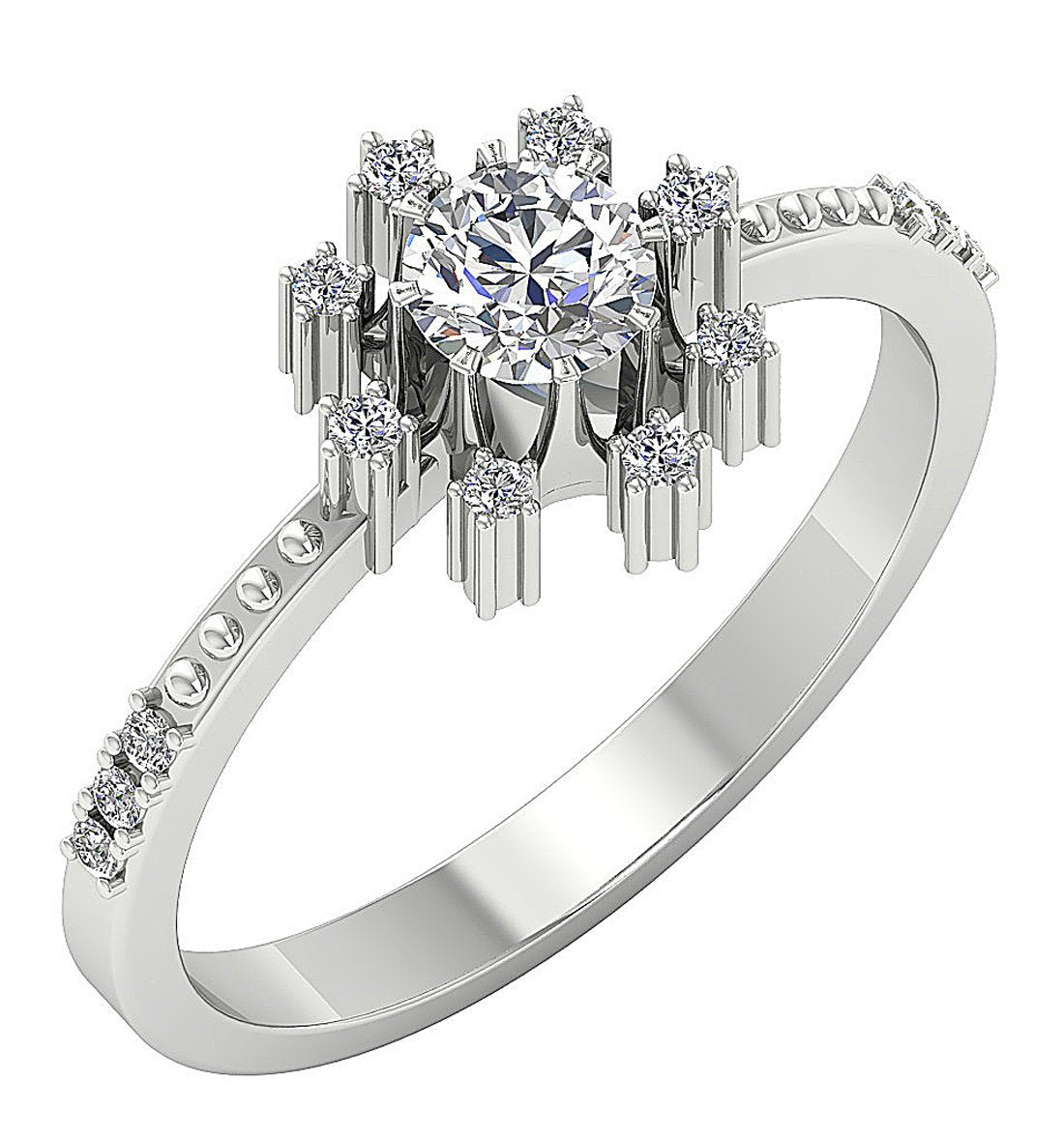 Accent Solitaire Anniversary Ring Round Diamond 14k Yellow Gold I1 G 0.60 Ct Prong Set