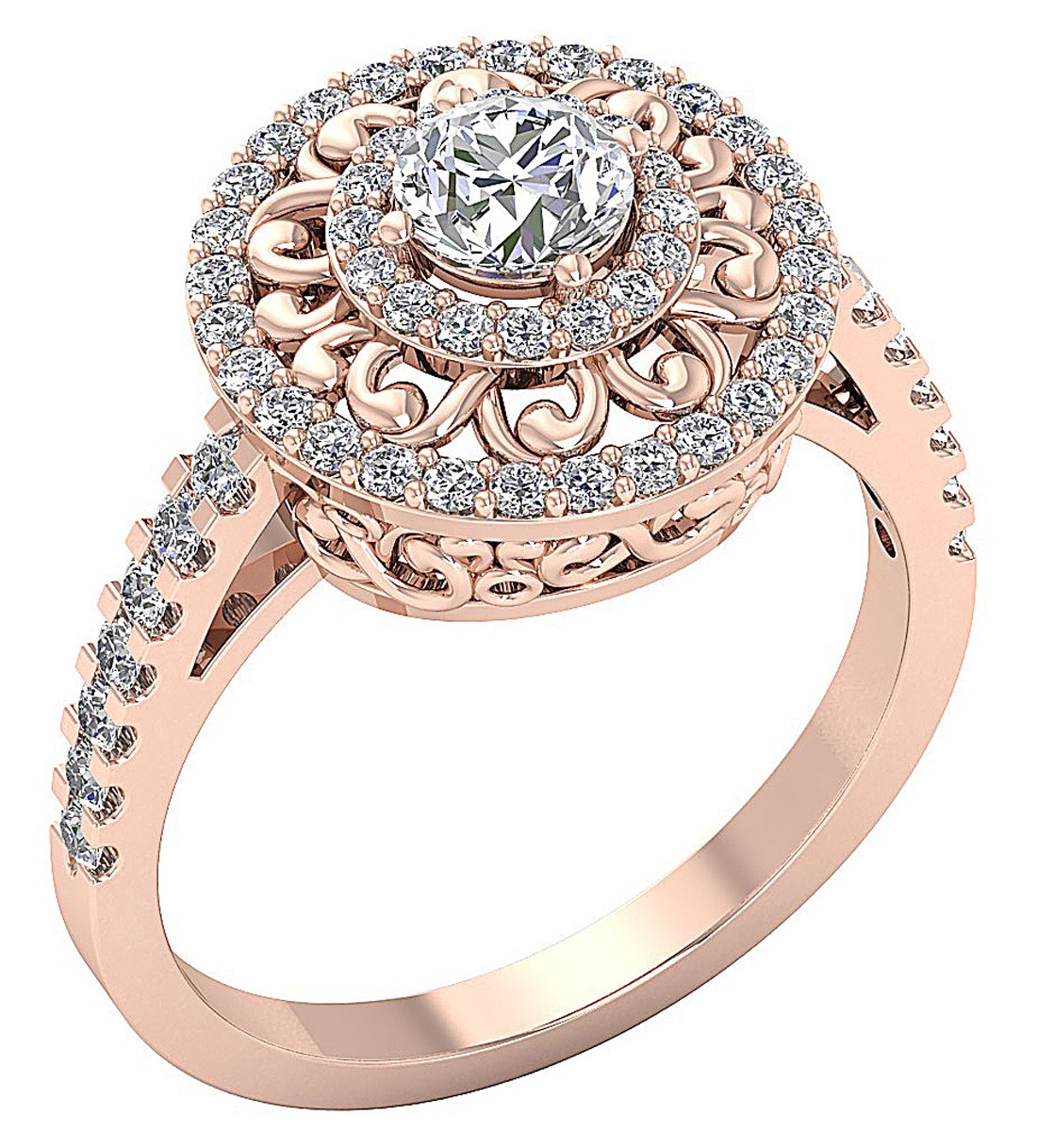 14k Rose Gold Vintage Solitaire Wedding Ring Genuine Diamond SI1 G 1.25 Carat Prong Set