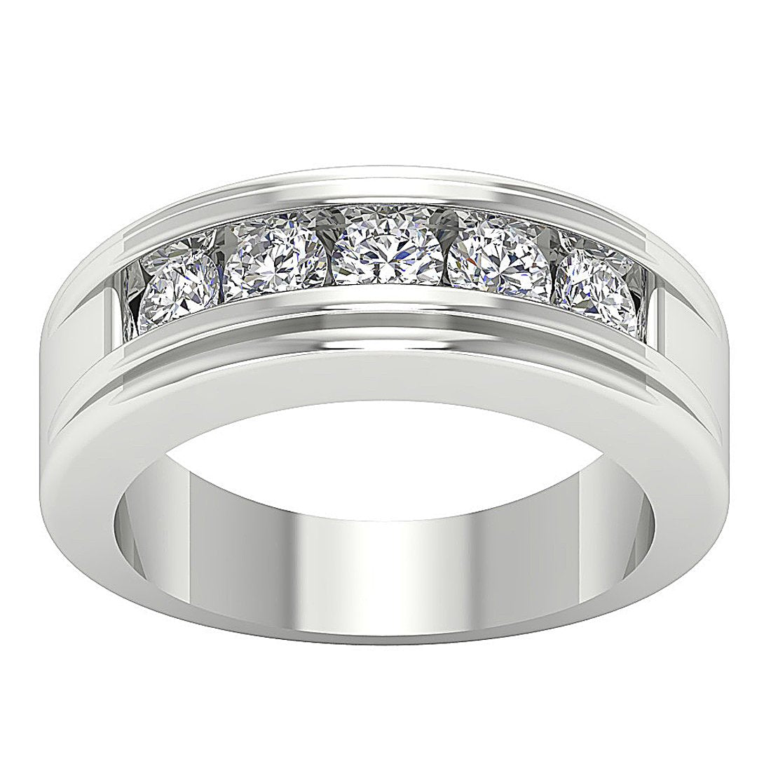 SI1/I1 G 1.10Ct Round Diamond Mens Anniversary Ring 14k Solid Gold Channel Set Width 6.70MM