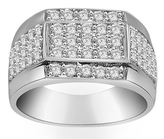 SI1/I1 G 1.55Ct 14k Solid Gold Mens Wedding Ring Natural Diamonds Pave Set Width 11.40MM