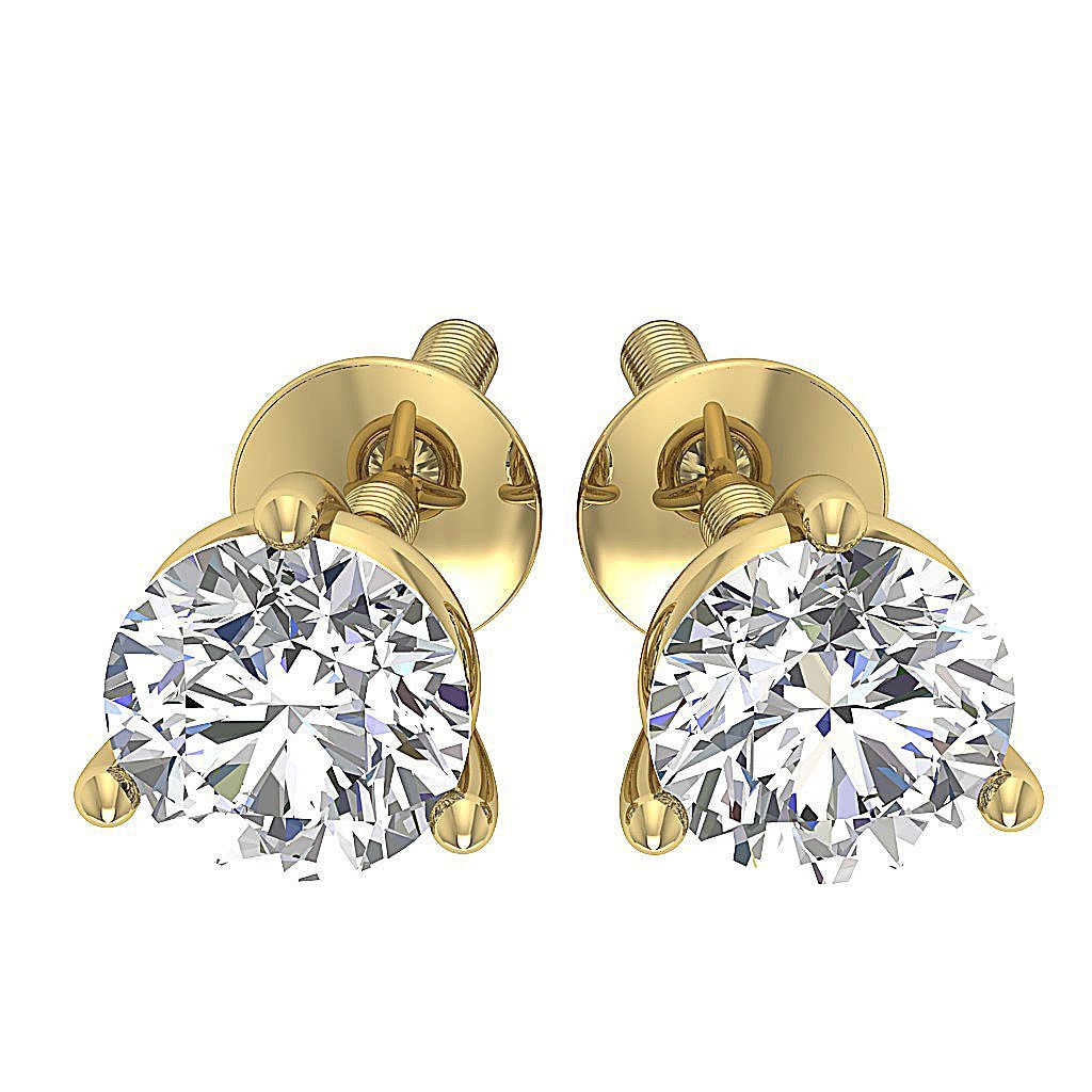 14k/18k White Gold Round Diamonds SI1 G 0.85 Ct Solitaire Studs Earrings Martini Prong Set 4.80MM