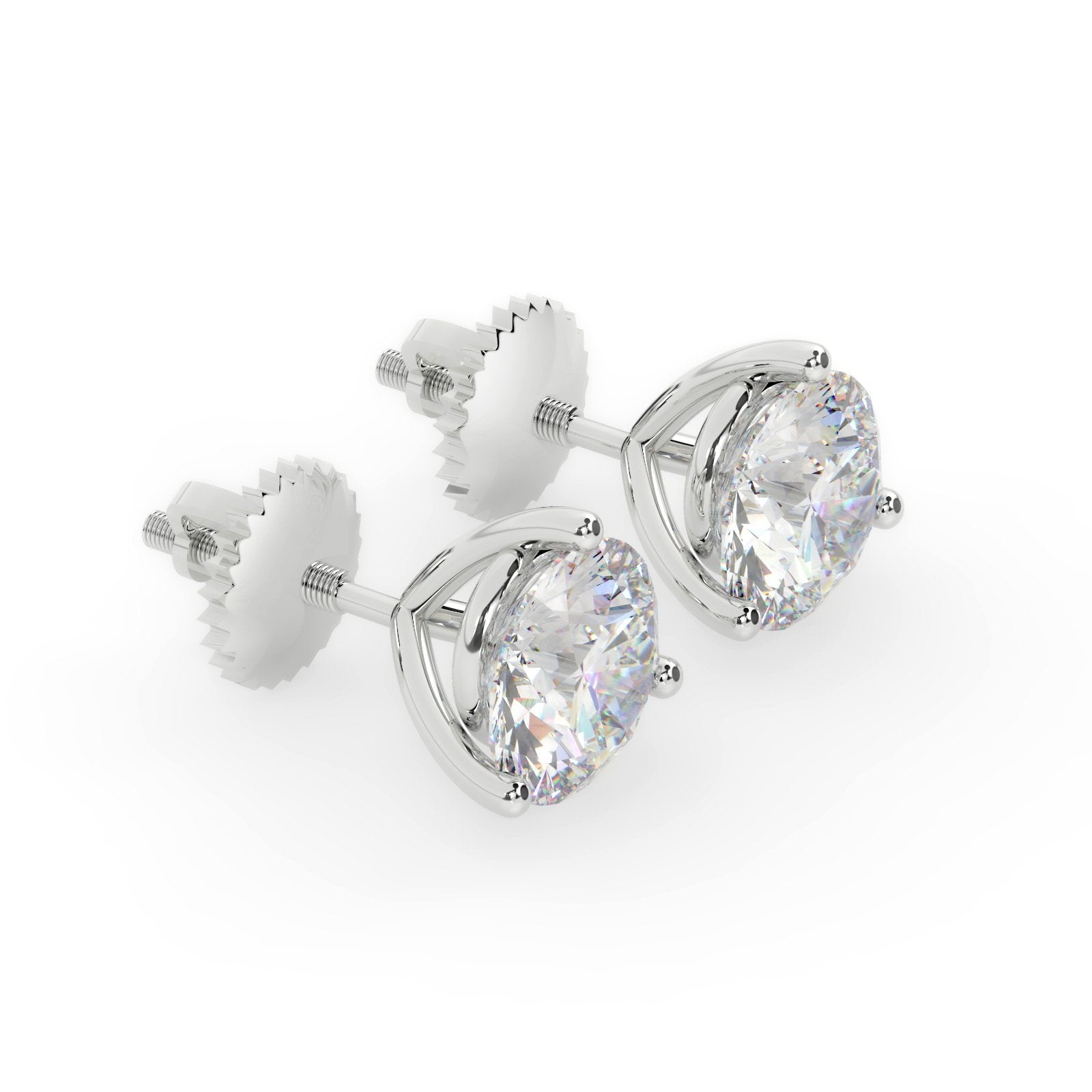 14k/18k Gold Natural Diamonds Solitaire Studs Earrings SI1 G 1.01 Ct Martini Prong Set