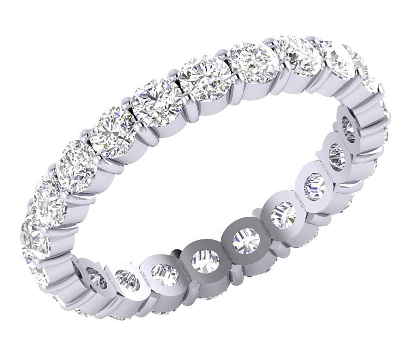 Round Cut Diamond I1 G 2.00 Carat Eternity Engagement Ring Prong Set 14k Rose Gold