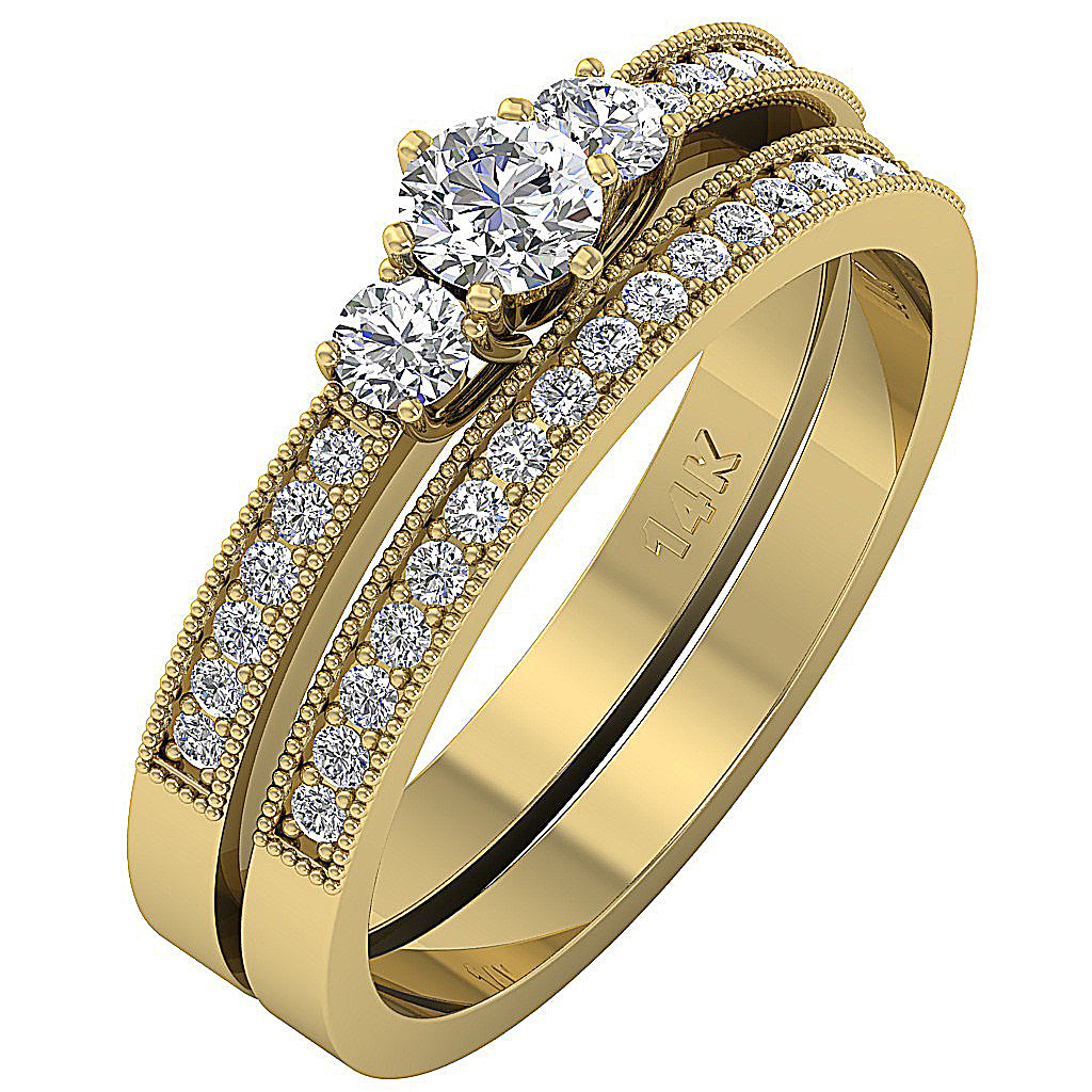 SideView14kYellowGoldEngagementRingSet