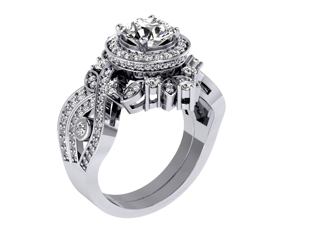 Wedding Bands For Round Halo Setting I1 G 2.00 Ct Genuine Diamond 14k Gold