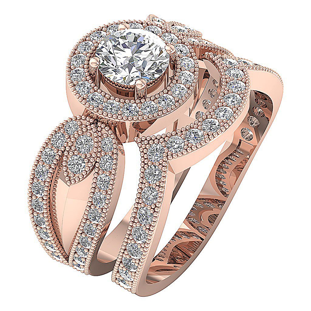 SideViewBridalEngagementRingSet14kGold