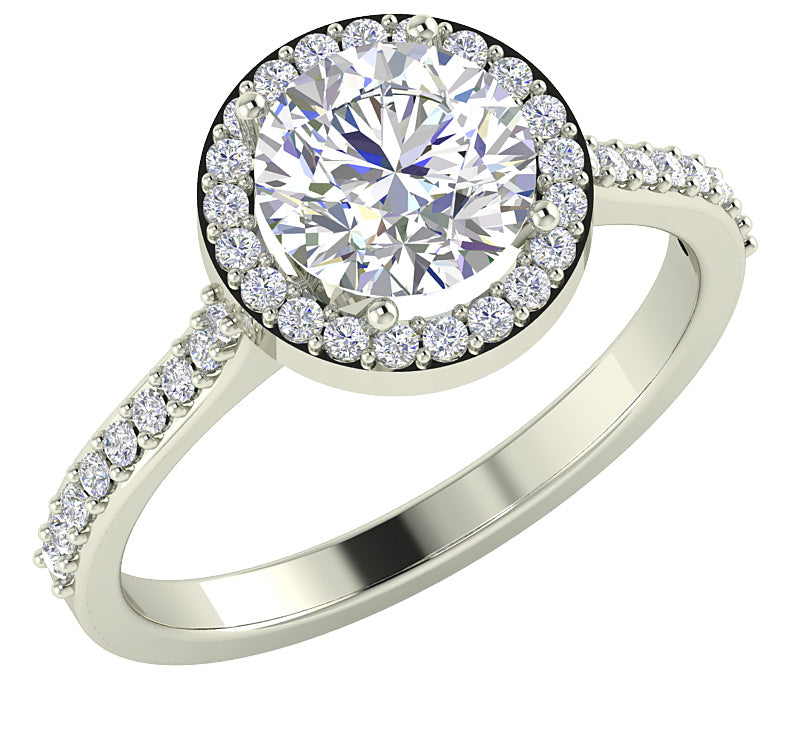 I1 G 1.90 Ct Genuine Round Cut Diamond 14K Rose Gold Prong Set Solitaire Halo Engagement Ring
