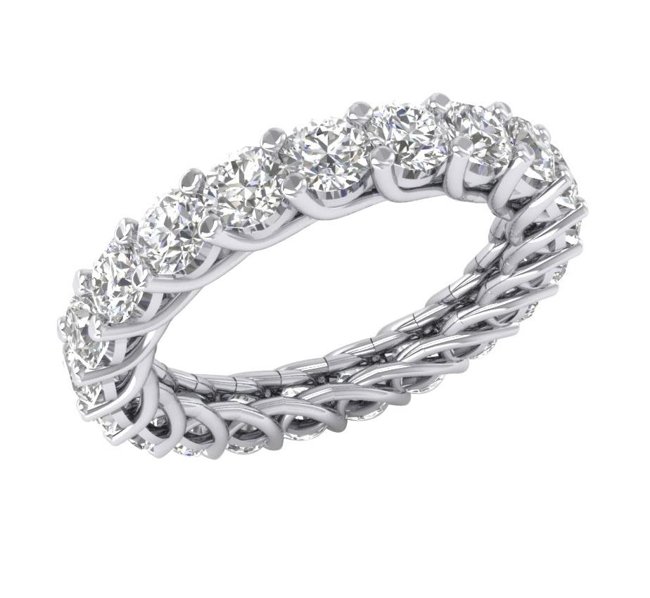 Natural Diamond Stackable Eternity Engagement Ring I1 G 3.20 Ct 14k White Gold Prong Set
