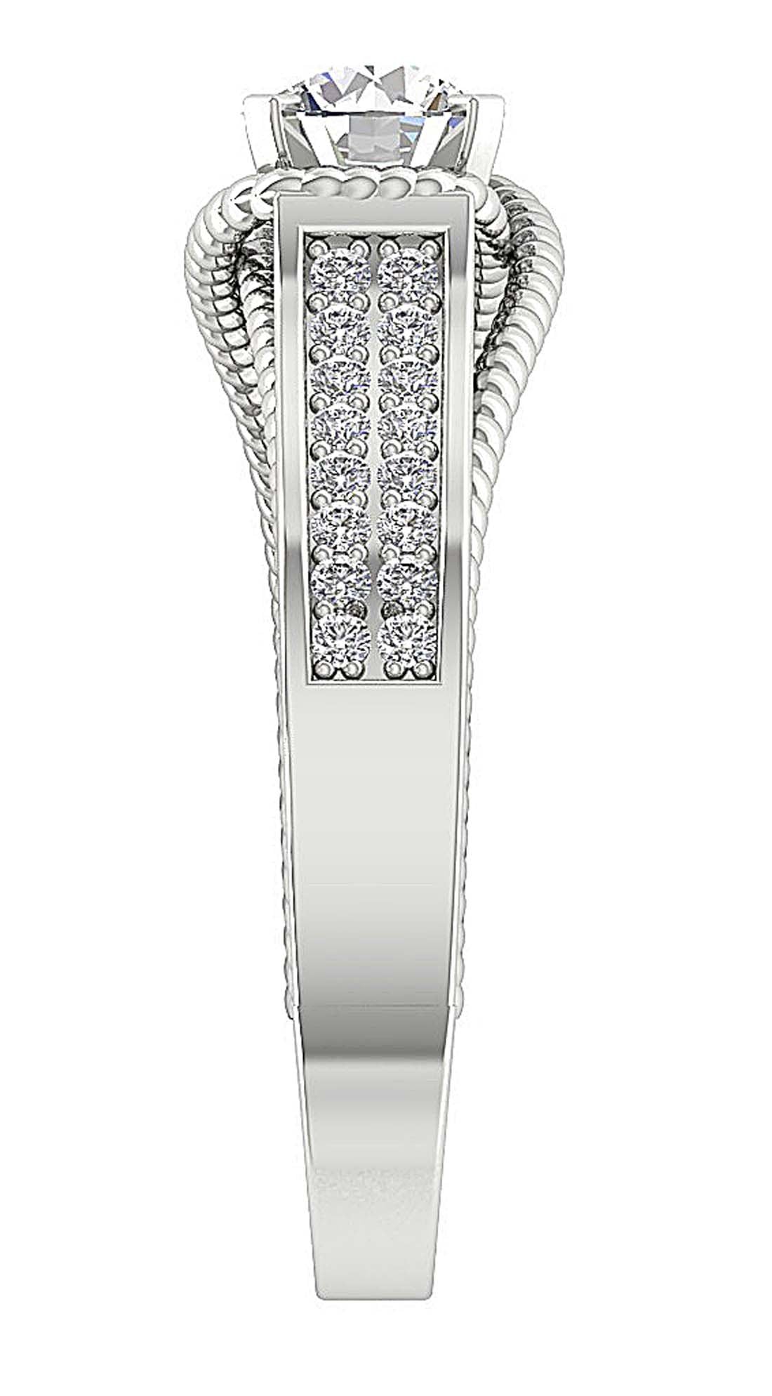 Accent Solitaire Anniversary Ring Round Diamond 14k White Gold I1 G 1.10 Ct Prong Set