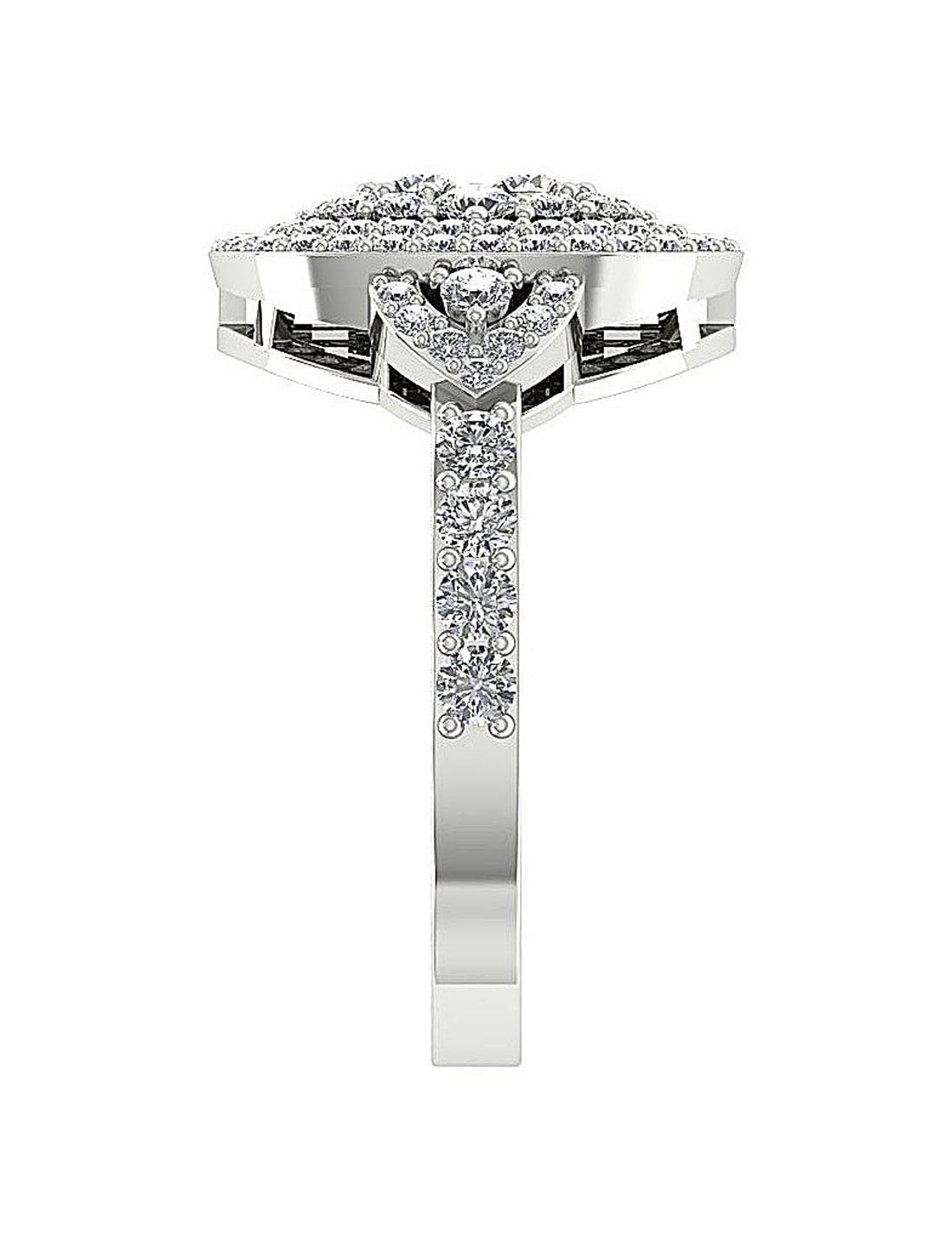 Designer Right Hand Anniversary Ring Round Diamond SI1 G 1.50 Ct 14k Yellow Gold Prong Set