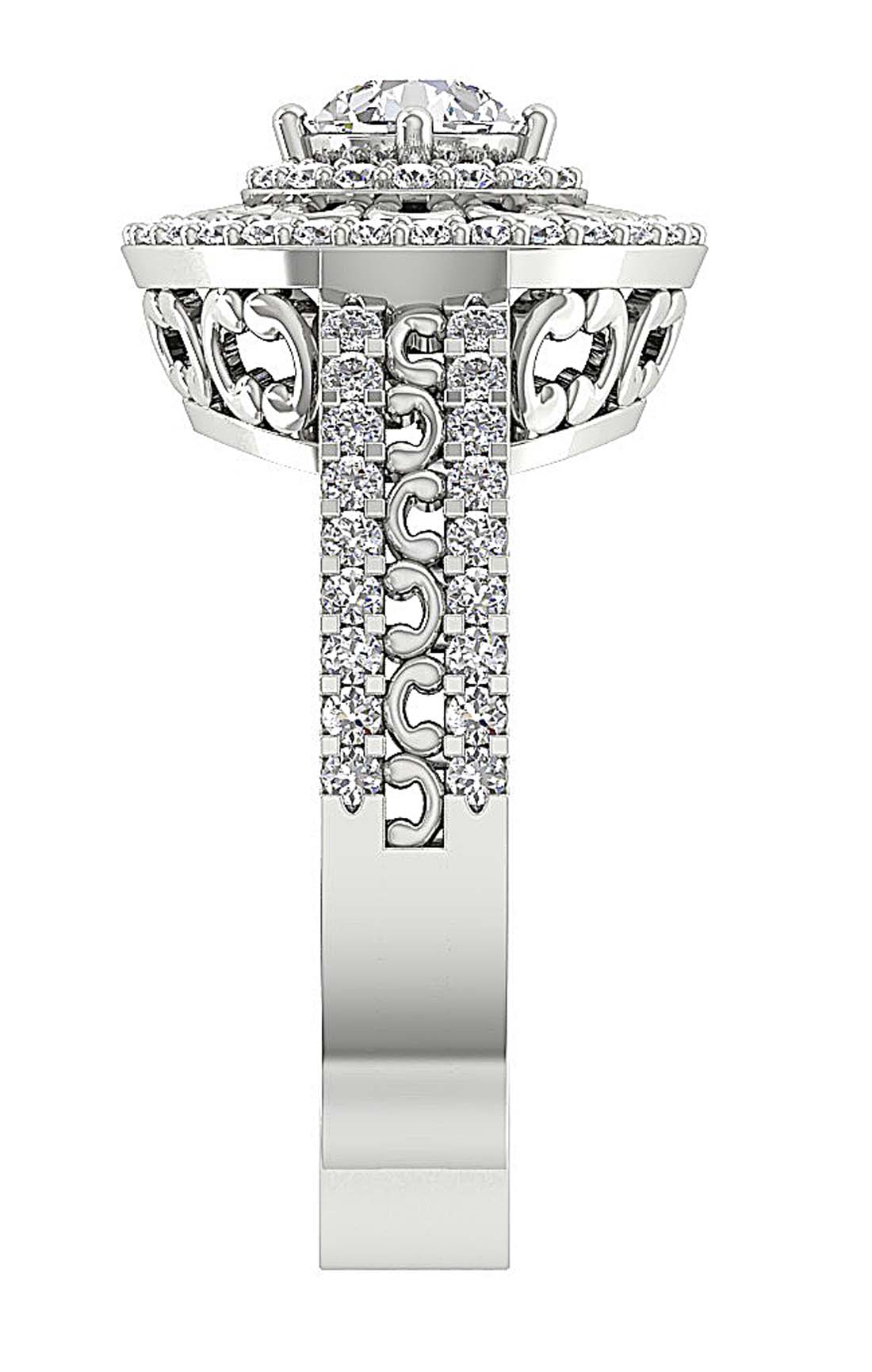 14k Rose Gold Double Halo Vintage Wedding Ring Genuine Diamond SI1 G 1.30 Ct Prong Set