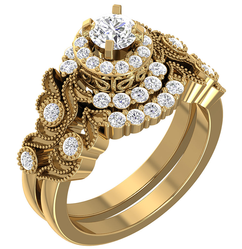 Diamond For Good Wedding Band Sets For Women SI1 G 1.20 Ct Natural Diamond Gold