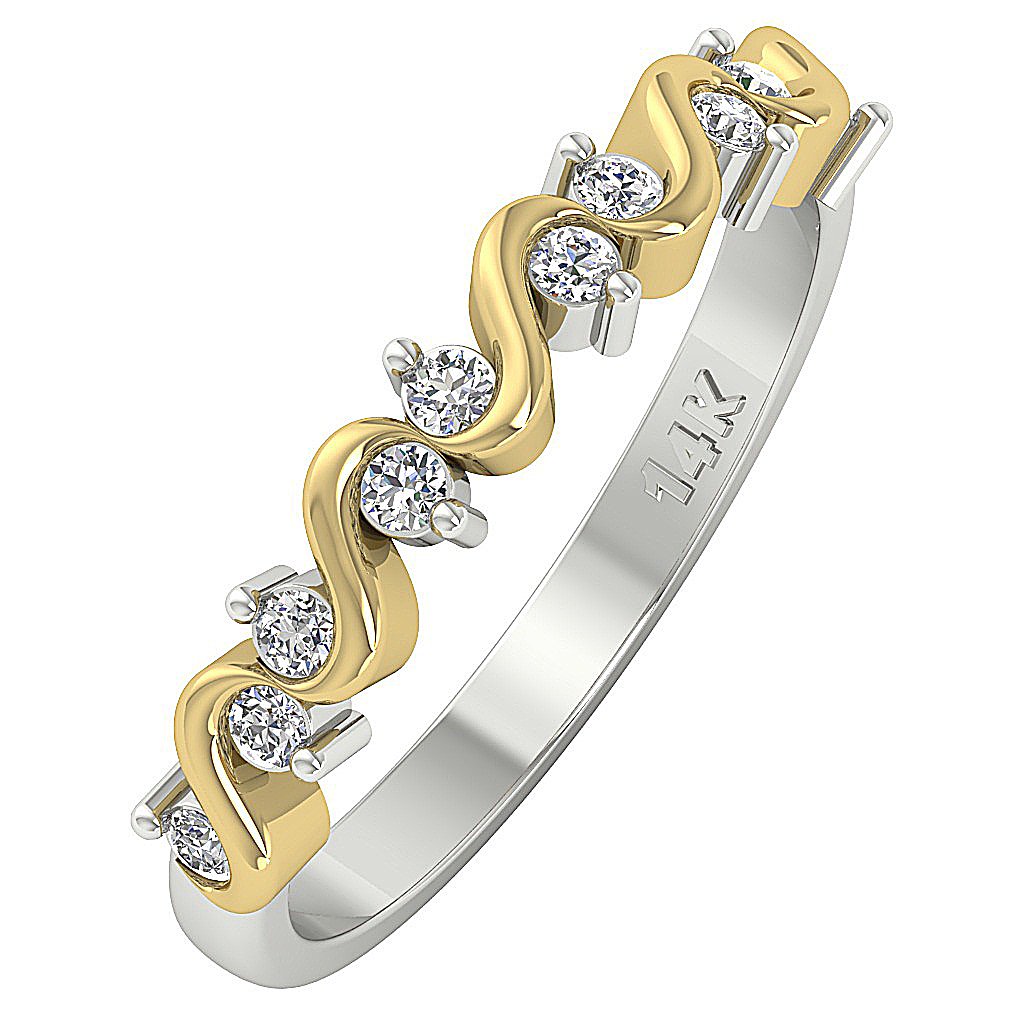 Natural Diamond 14k Two tone Gold Designer Engagement Ring SI1 G 0.30 Ct 3.40 MM