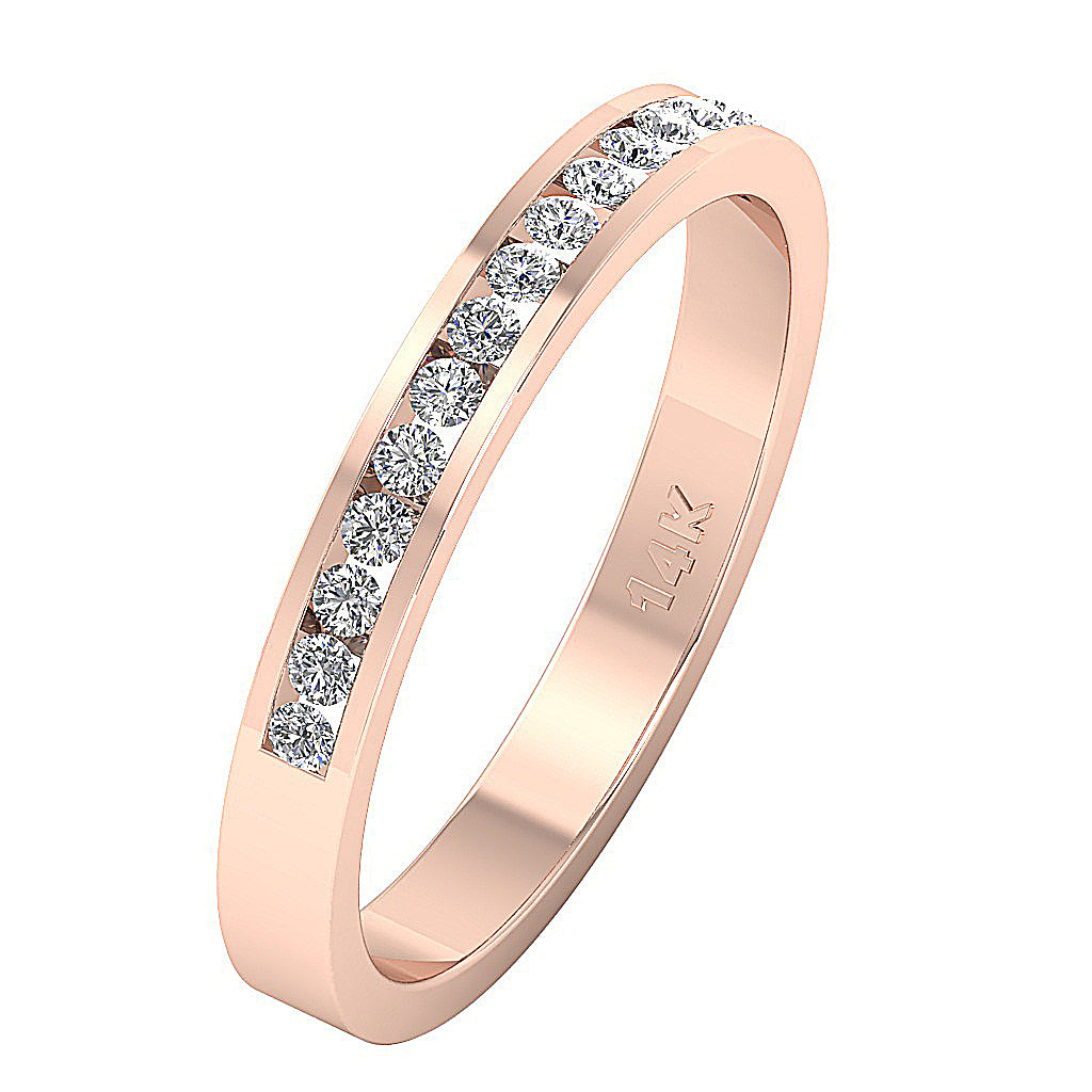 Engagement Ring Natural Diamond I1 G 0.30 Ct 14K Solid Gold Channel Set