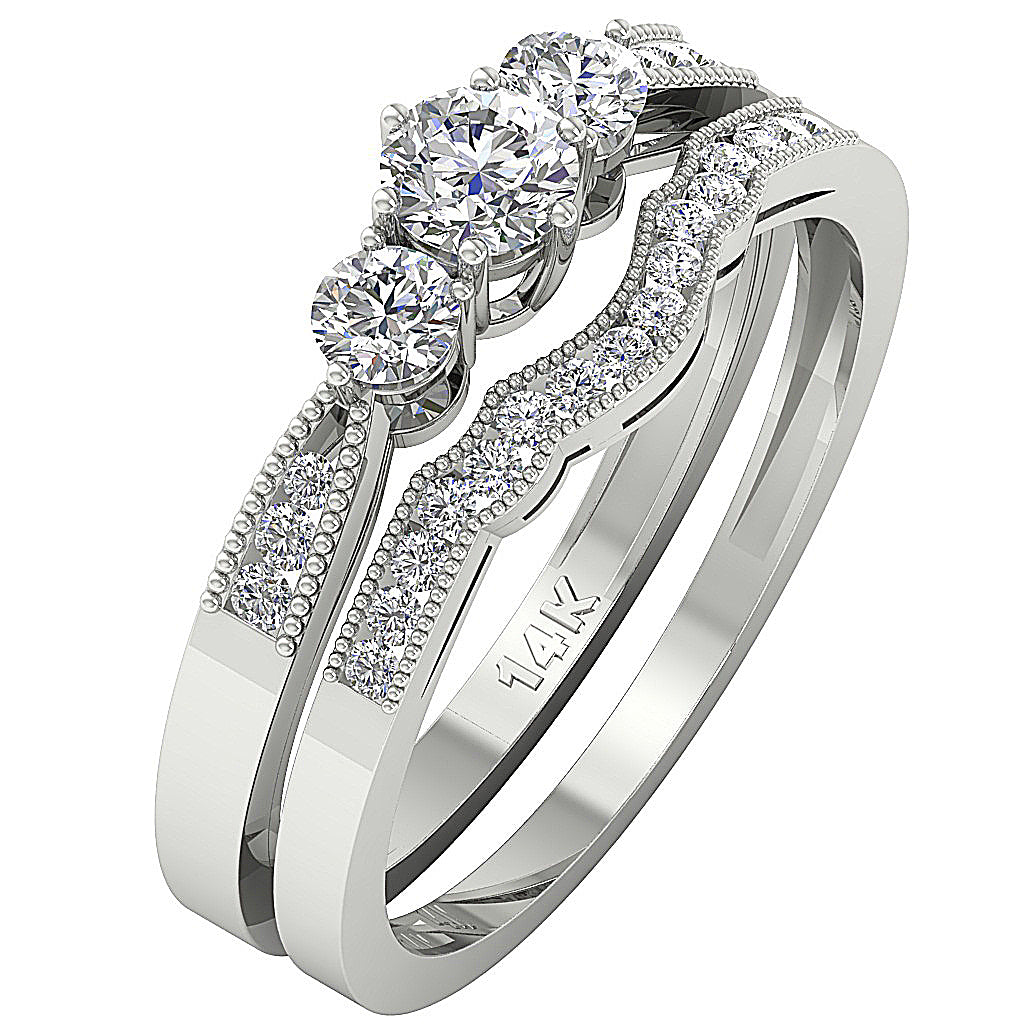 SideViewNaturalDiamondBridalRingSet