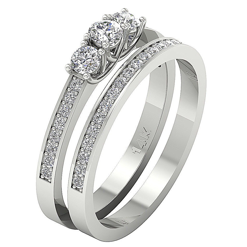 SideViewRoundDiamondBridalWeddingRingSet