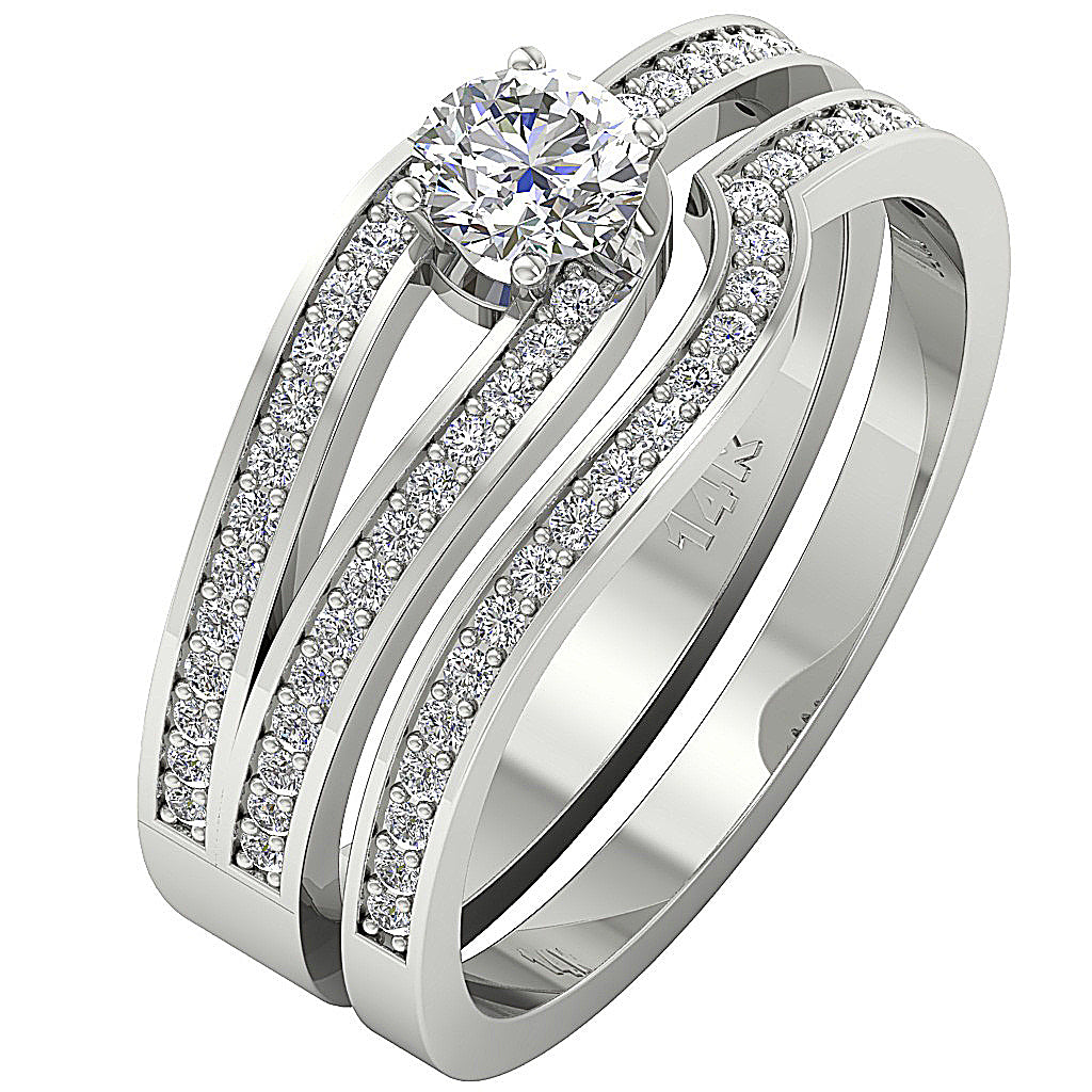 SideViewNaturalDiamondBridalRingSet