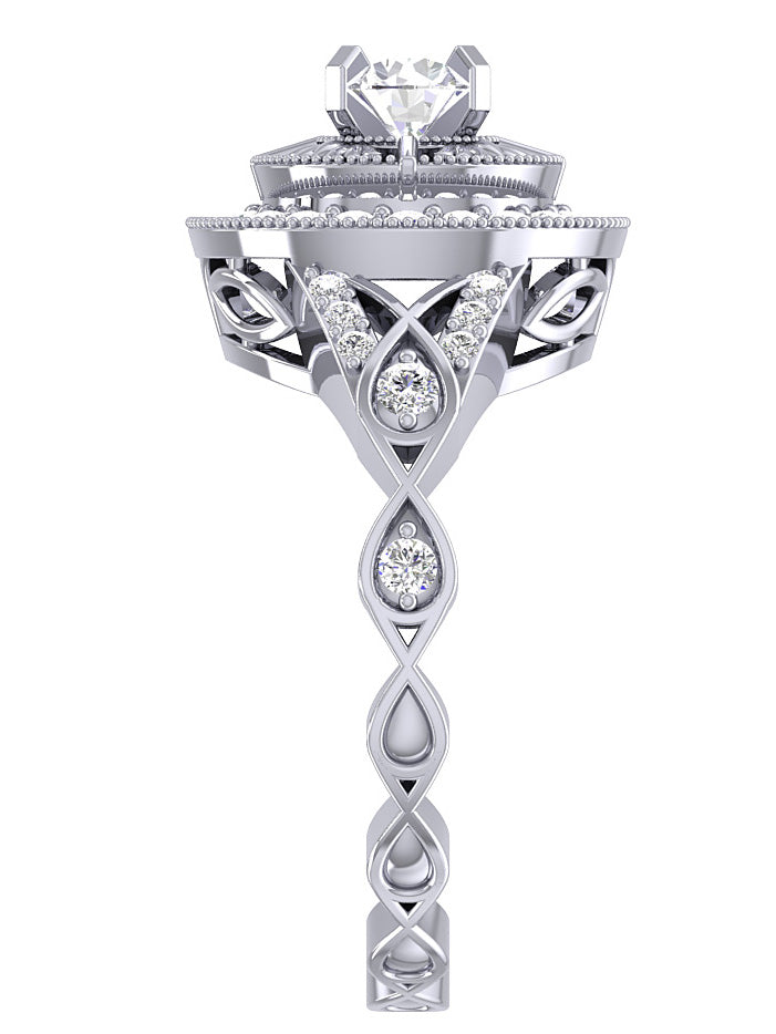 Best Engagement Wedding Band For Round Solitaire SI1 G 0.90 Carat Diamond 14K White Gold