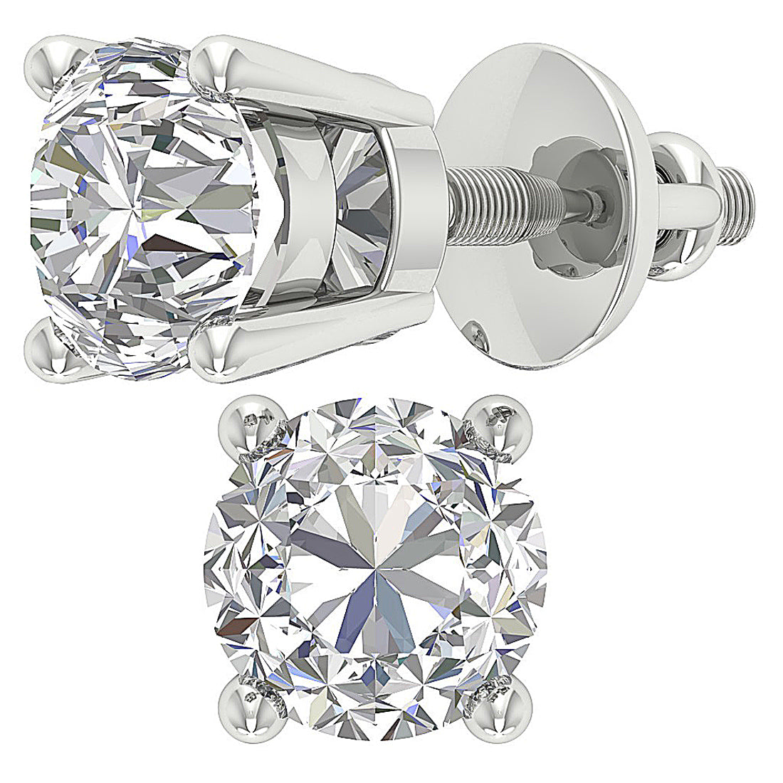 SideViewLabGrownDiamondStudEarring4ProngSet14K Gold