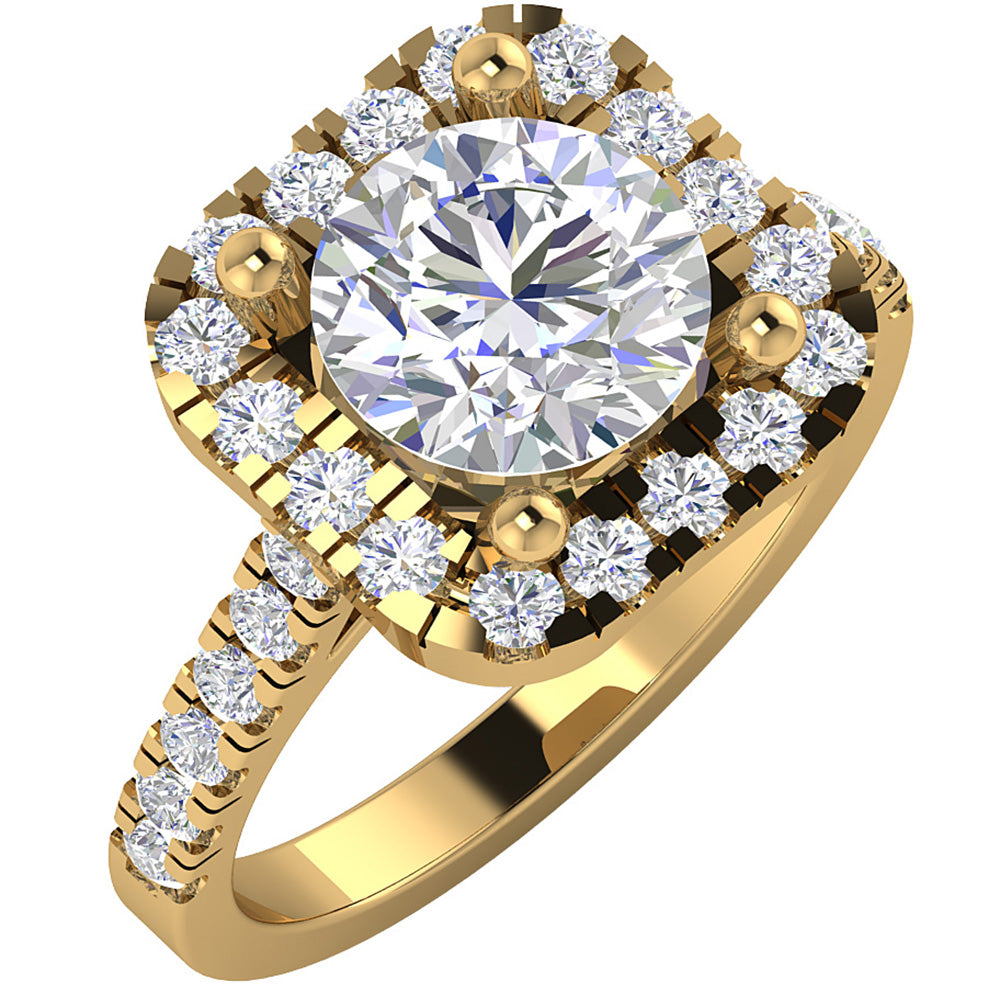 12.00MM Solitaire Cushion Halo Engagement Wedding Ring I1 G 2.25 Ct Natural Diamond 14K Solid White Gold