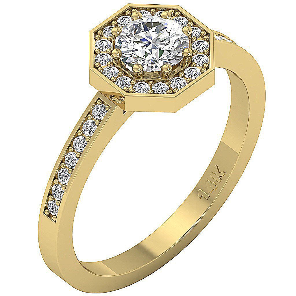 Prong Set SI1 G 0.80 Ct Halo Accent Solitaire Anniversary Ring Round Diamond 14k Rose Gold