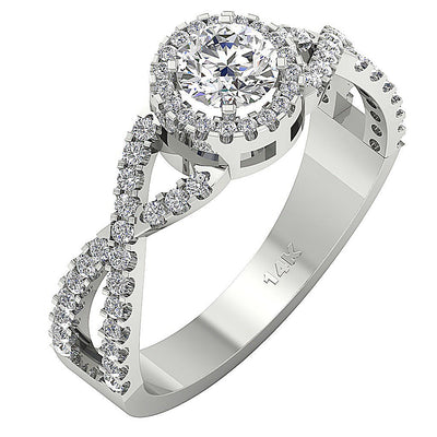14K White Gold Solitaire Accent Round Diamond Anniversary Ring SI1 G 1.10 Ct Prong Set