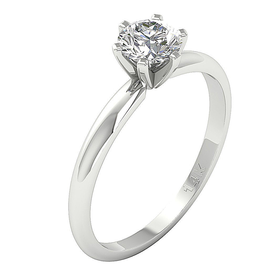 Designer Solitaire Anniversary Ring Round Diamond SI1 G 0.50 Ct 14K White Gold Prong Set