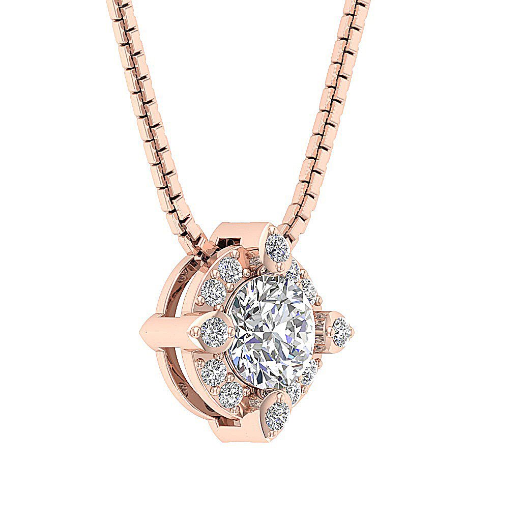Halo Cluster Pendants 14k/18k Gold Natural Diamonds VS1/SI1/I1 G 0.65 Carat