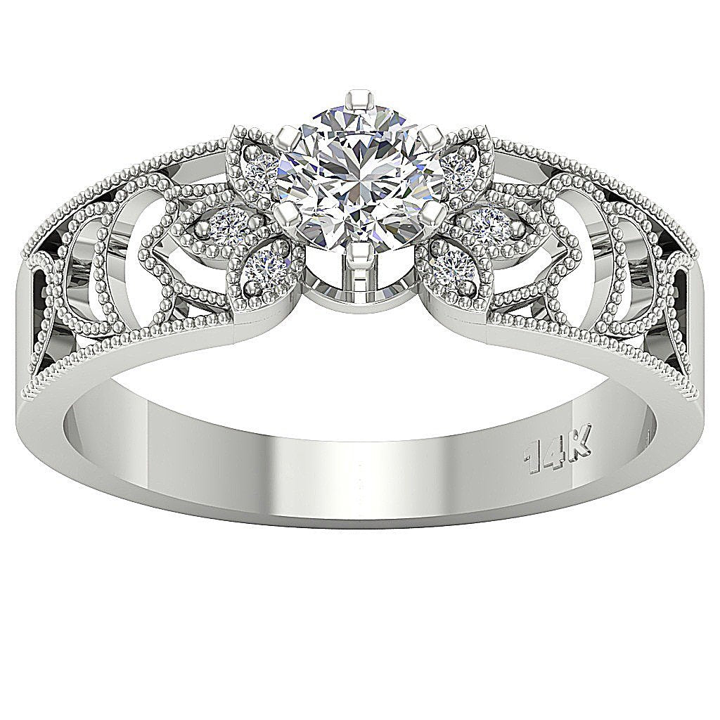Prong Set Solitaire Wedding Ring Genuine Diamond SI1 G 0.50 Ct 14k Solid Gold 5.40 MM
