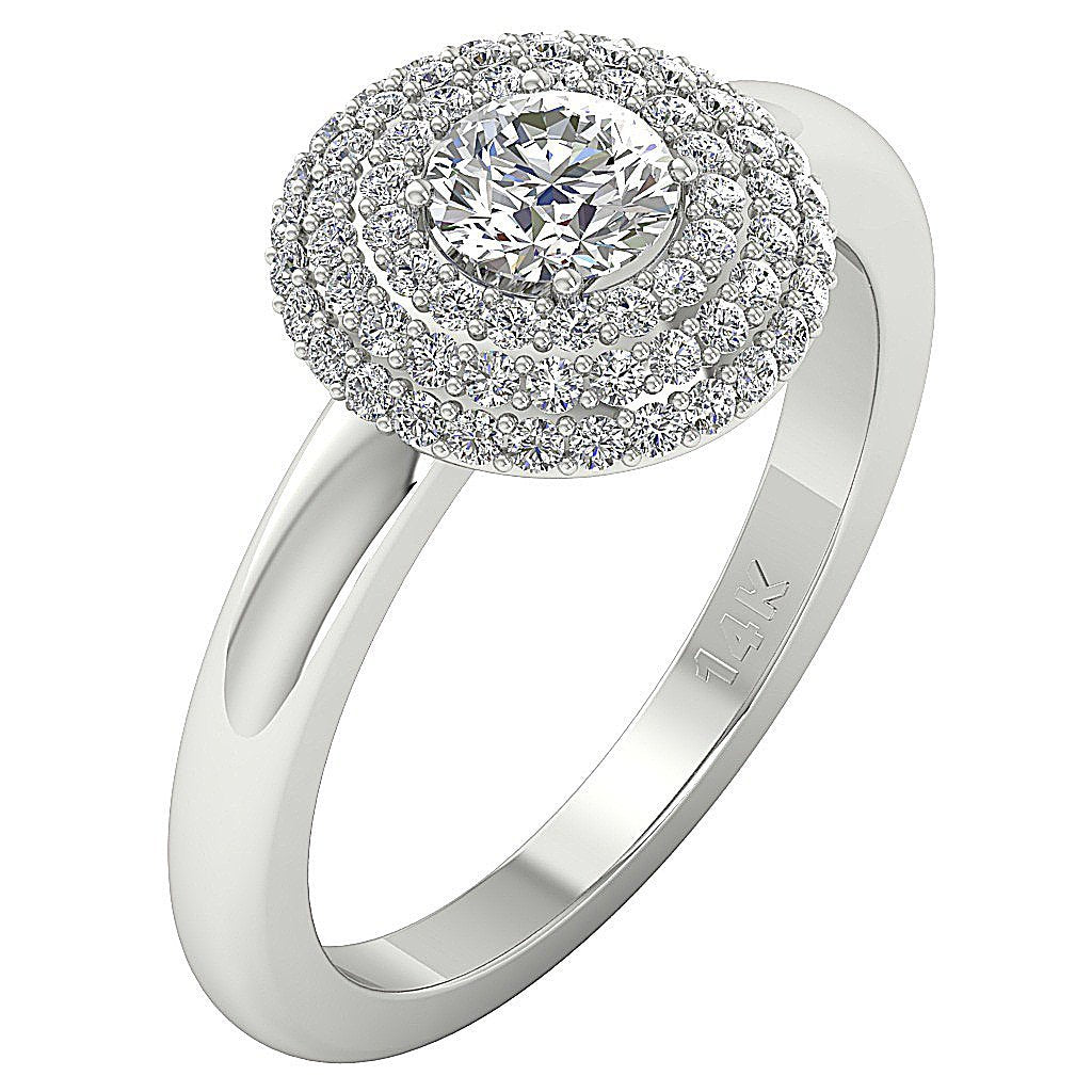 SideViewSolitaireDoubleHaloGenuineDiamondRing