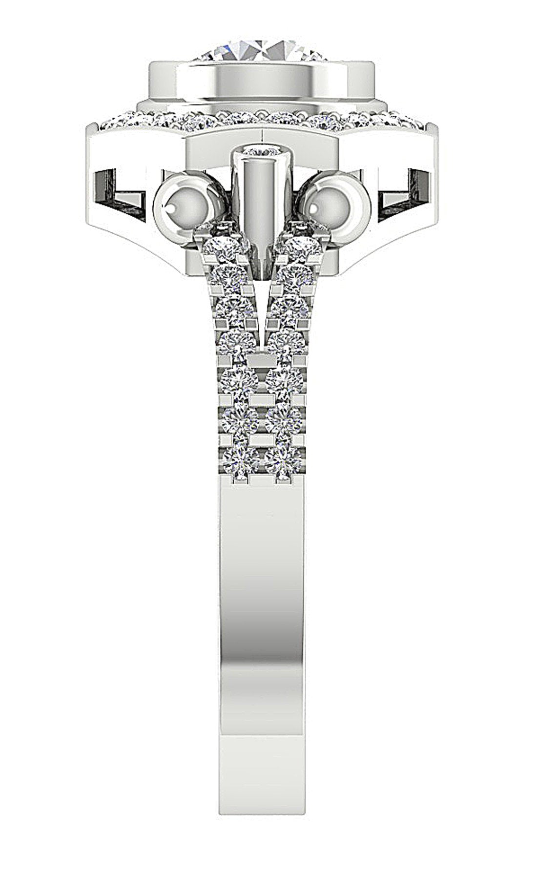 Prong & Bezel Set 14k Solid Gold 11.35 MM I1 G 1.50 Ct Accent Solitaire Halo Round Cut Diamond Ring
