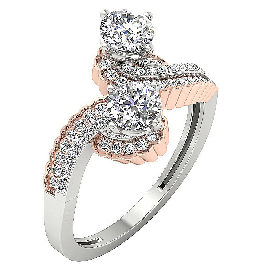 14k Yellow Gold Forever Us Two Stone Engagement Ring Natural Diamond SI1 G 1.50 Ct Prong Set