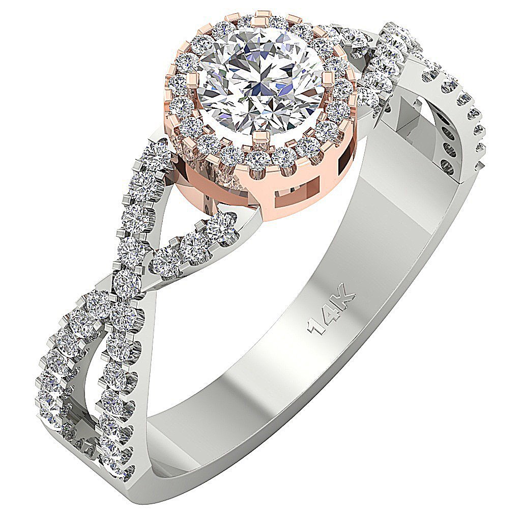 14K White Gold Solitaire Accent Round Diamond Anniversary Ring SI1 G 1.10 Ct Prong Set