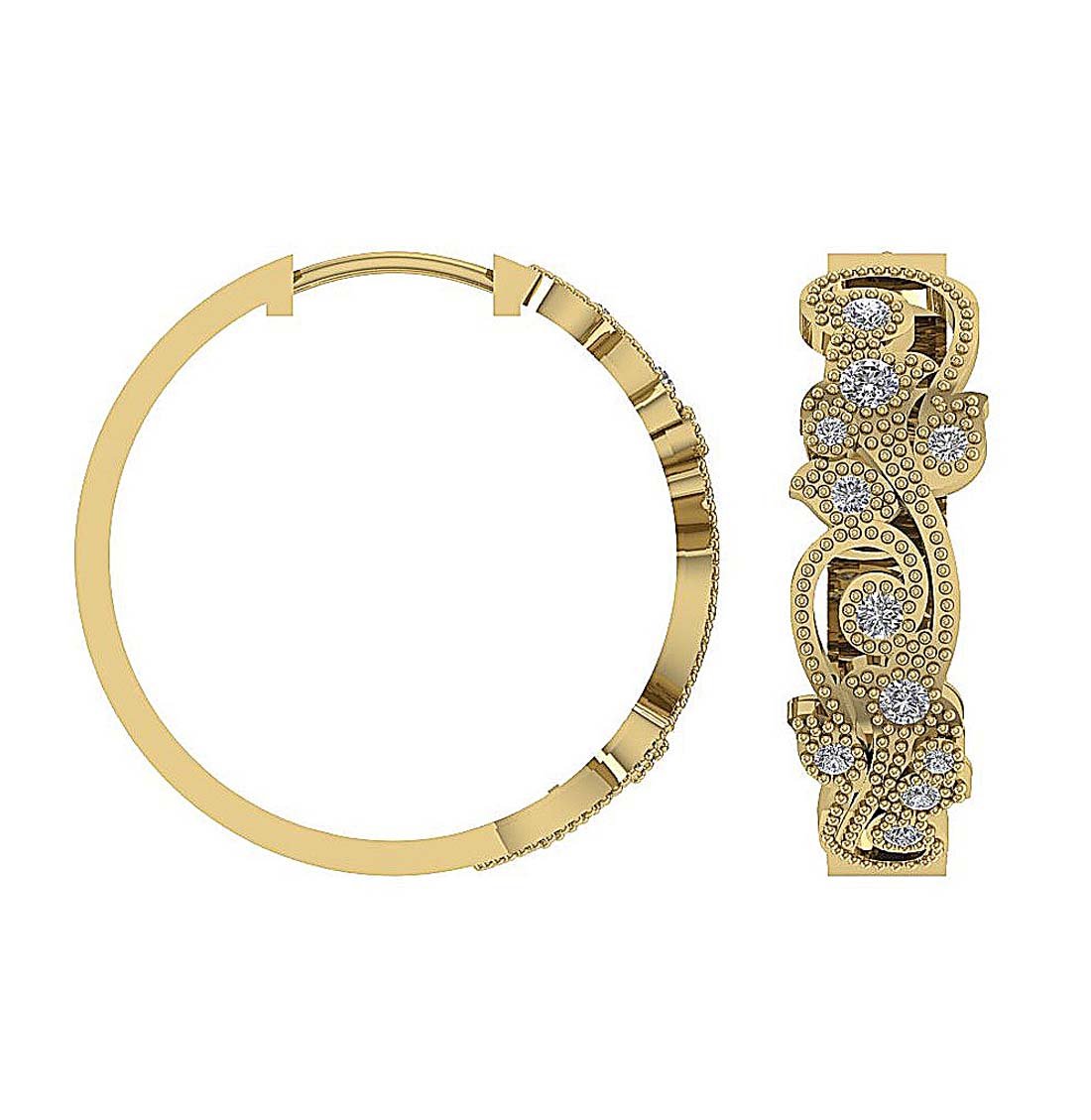 Prong Set Tiny Hoop Anniversary Earrings Round Diamond SI1/I1 G 0.45 Ct 18k/14k White Yellow Rose Gold