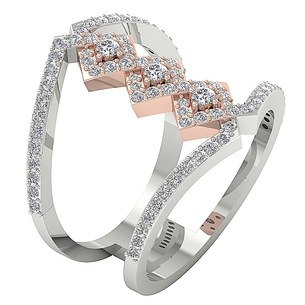 14K Rose Gold Designer Anniversary Ring Round Diamond SI1 G 1.00 Ct Prong Set 20.85 MM