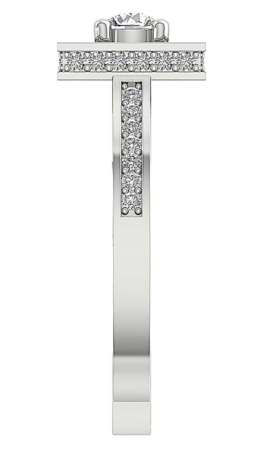 9.40 MM Square Halo Solitaire Anniversary Ring I1 G 1.20 Ct Round Diamond 14k White Gold