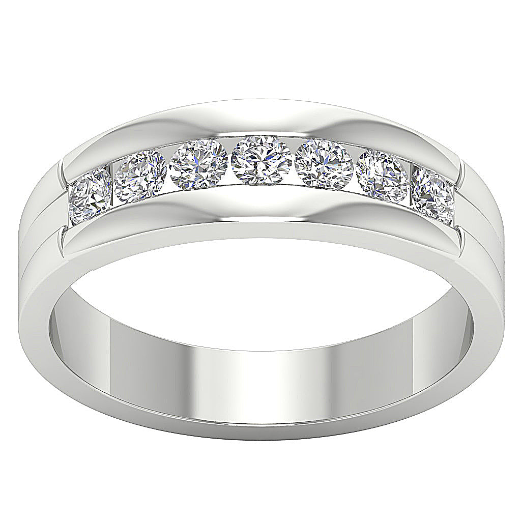 14K Yellow Gold Wedding Ring Genuine Diamond I1 G 0.65 Ct Channel Set