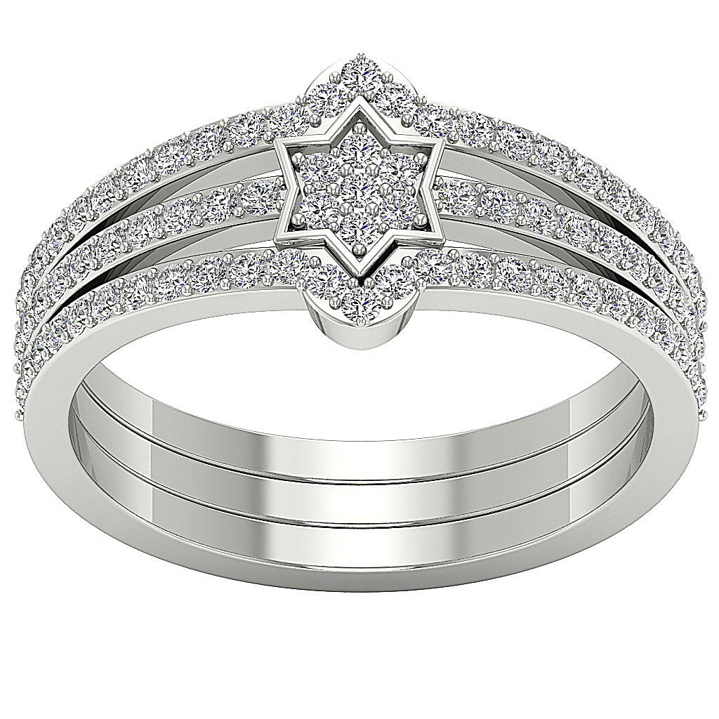 2 Tone Engagement Fashion Diamond Ring 14K Solid Gold SI1 G 0.85 Ct 10.00 MM