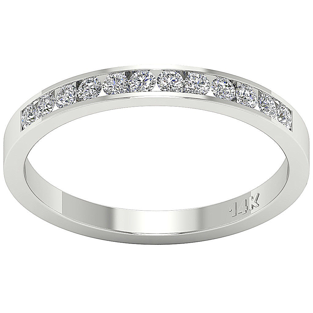 14K Yellow Gold Anniversary Ring Natural Diamond I1 G 0.40 Ct Channel Set