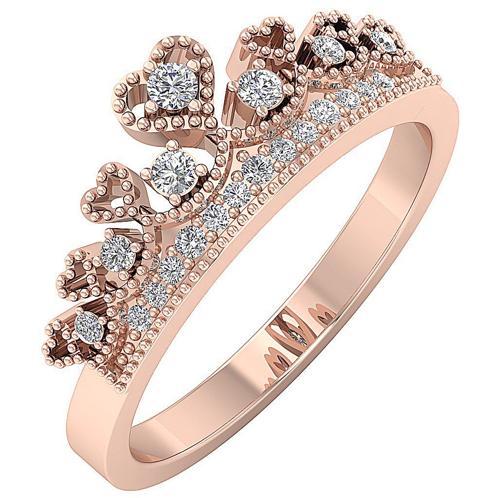 Crown Wedding Ring I1 G 0.25 Ct Genuine Diamond Prong Set 14k White Gold 7.85 MM