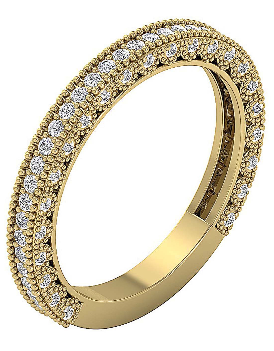 Anniversary Milgrain Round Cut Natural Diamond Ring SI1 G 0.70 Ct 2.70MM