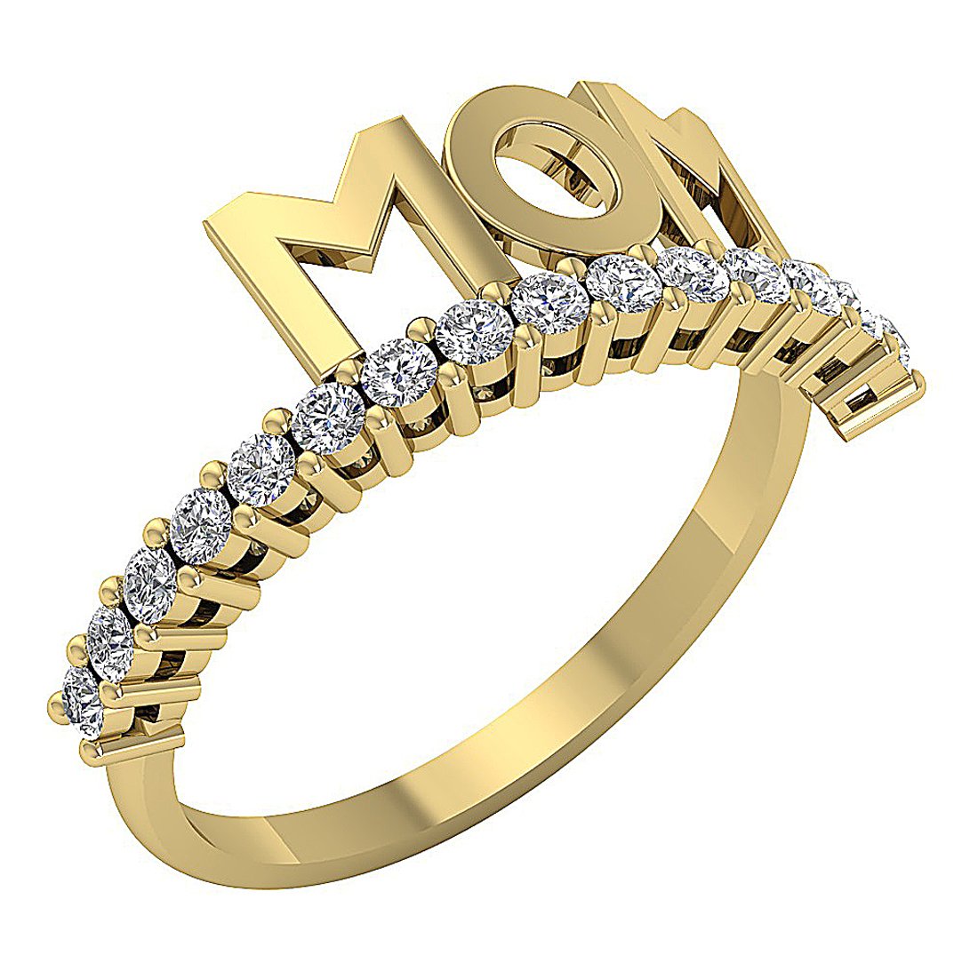 Mother Day Design Ring I1 G 0.505 Ct Diamond Prong Set 14K Gold 9.50MM