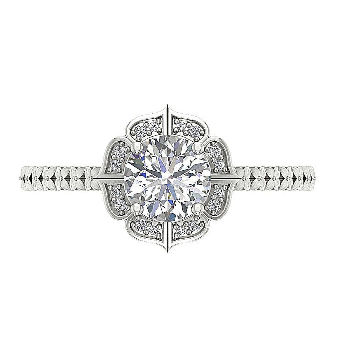 I1 G 1.15 Ct Halo Solitaire Anniversary Ring Round Diamond Prong Set 14k White Gold 11.00 MM
