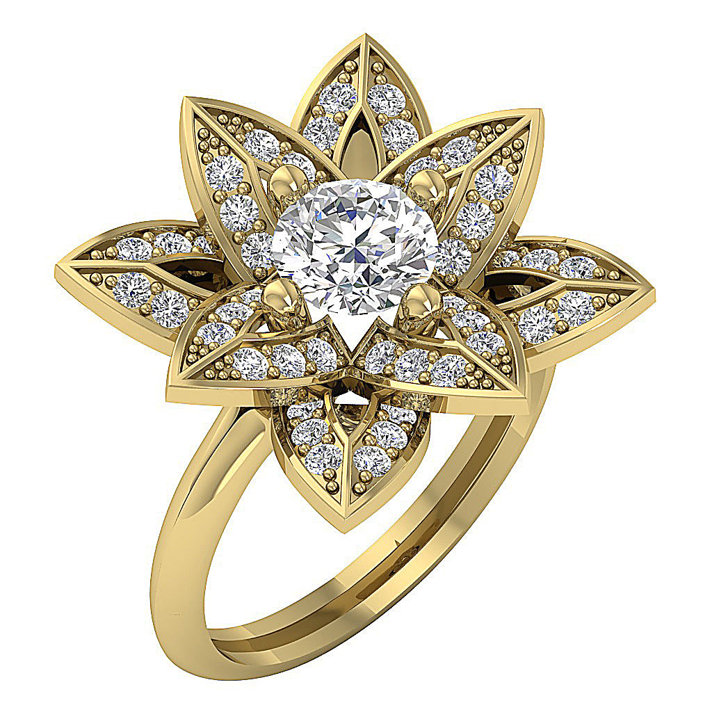 The Mack Leaf Designe Solitaire Diamond Engagement Ring For Women