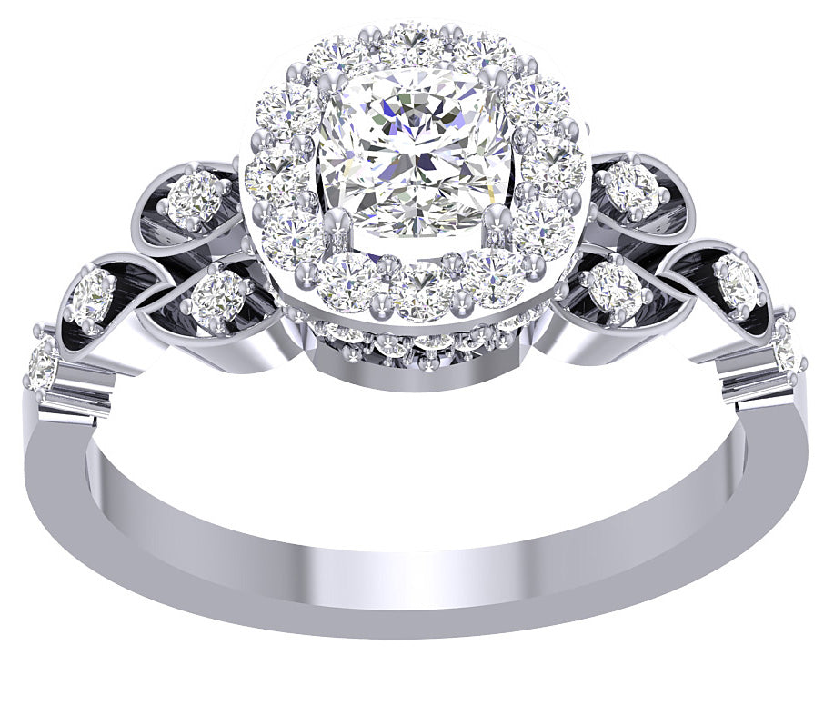 Cushion Cut Solitaire Engagement Rings 14K White Gold SI1 G 1.20 Carat Natural Diamond